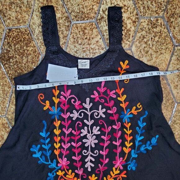 Exist Multicolored Rayon Embroidered Dress Beach Cover-up Free Size Travel - Picture 9 of 9